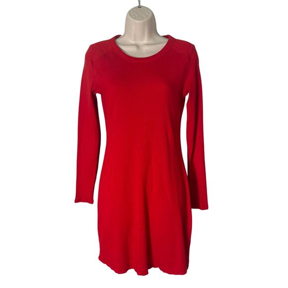 Everlane The Ribbed Mini Dress Red Long Sleeve Size Small - Picture 4 of 9